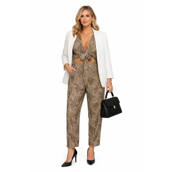 REVOLVE Lovers and Friends Cheetah Print Cut Out Jumpsuit